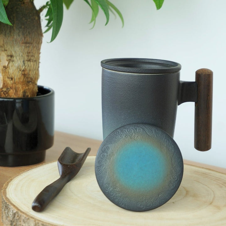 Filter-Teetasse mit Holzgriff und Keramiksieb 300ml - LUNDAVY