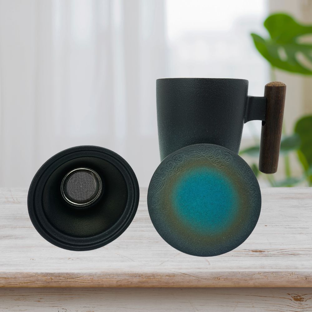 Filter-Teetasse mit Holzgriff und Keramiksieb 300ml - LUNDAVY