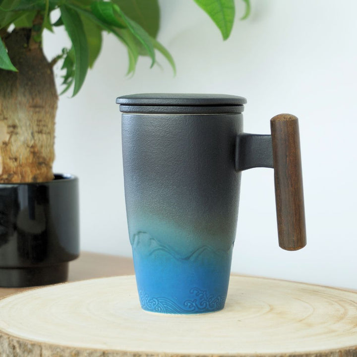 Filter Teetasse mit Holzgriff und Keramiksieb All-in One 300ml - LUNDAVY