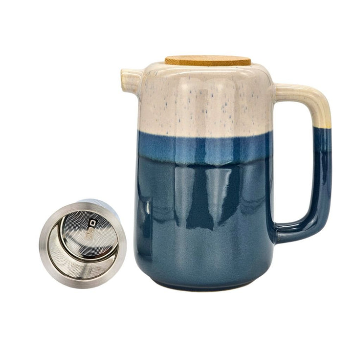 Keramik-Teekanne mit Filtereinsatz und Holzdeckel 900ml - LUNDAVY