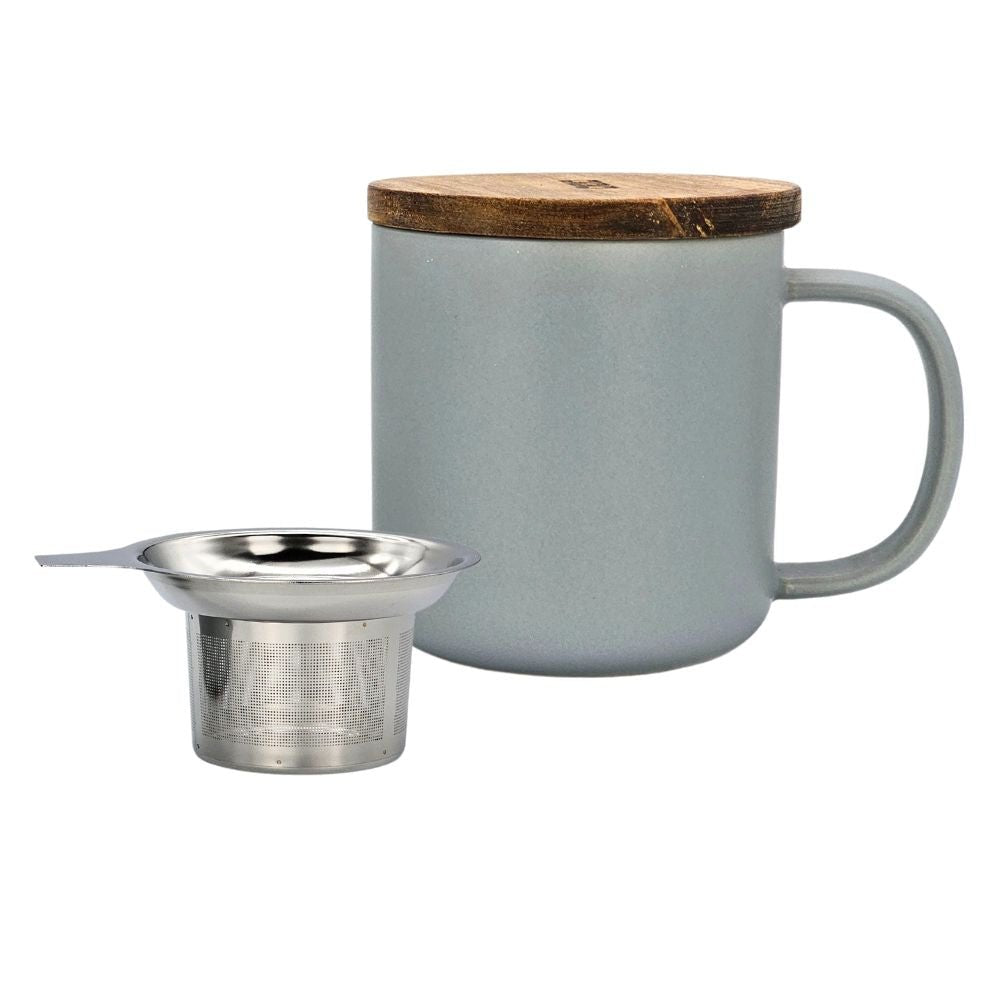 Keramik-Teetasse mit Filtereinsatz und Holzdeckel 300ml - LUNDAVY