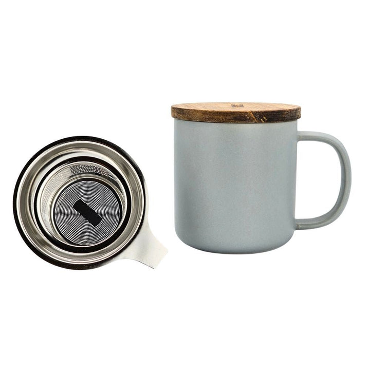 Keramik-Teetasse mit Filtereinsatz und Holzdeckel 300ml - LUNDAVY