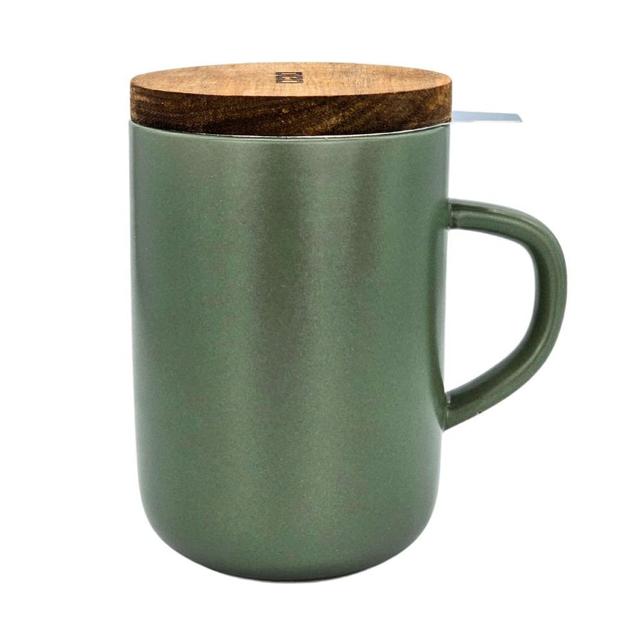Robuste Keramik-Teetasse mit Filtereinsatz und Holzdeckel 475ml - LUNDAVY