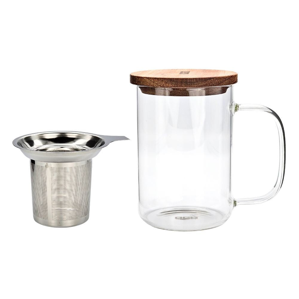 Teeglas mit Filtereinsatz und Holzdeckel 450ml - LUNDAVY